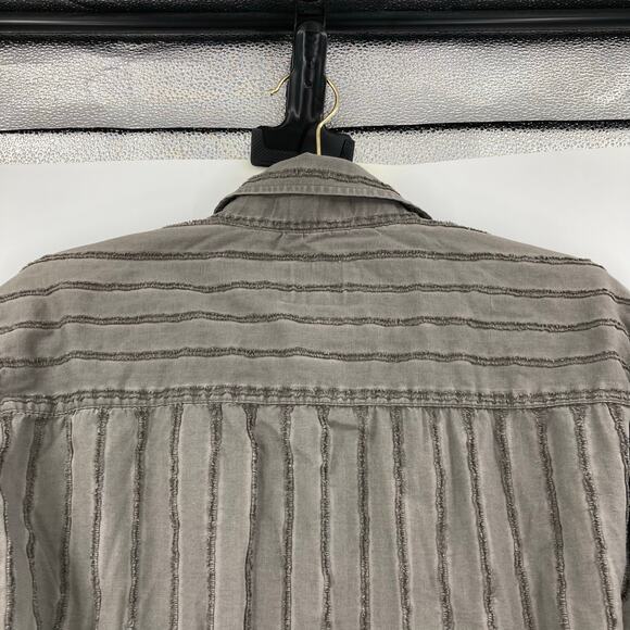 Franky Max Y2K Textured Gray Long Sleeve Button Up Rockabilly Grunge Men’s Med - Picture 4 of 10